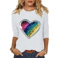 thumbnail image 1 of Mujeres Tres Cuartos de Manga Tops Suelto Ajuste Impreso Cuello Redondo Casual Blusa Camiseta Verano, 1 of 5