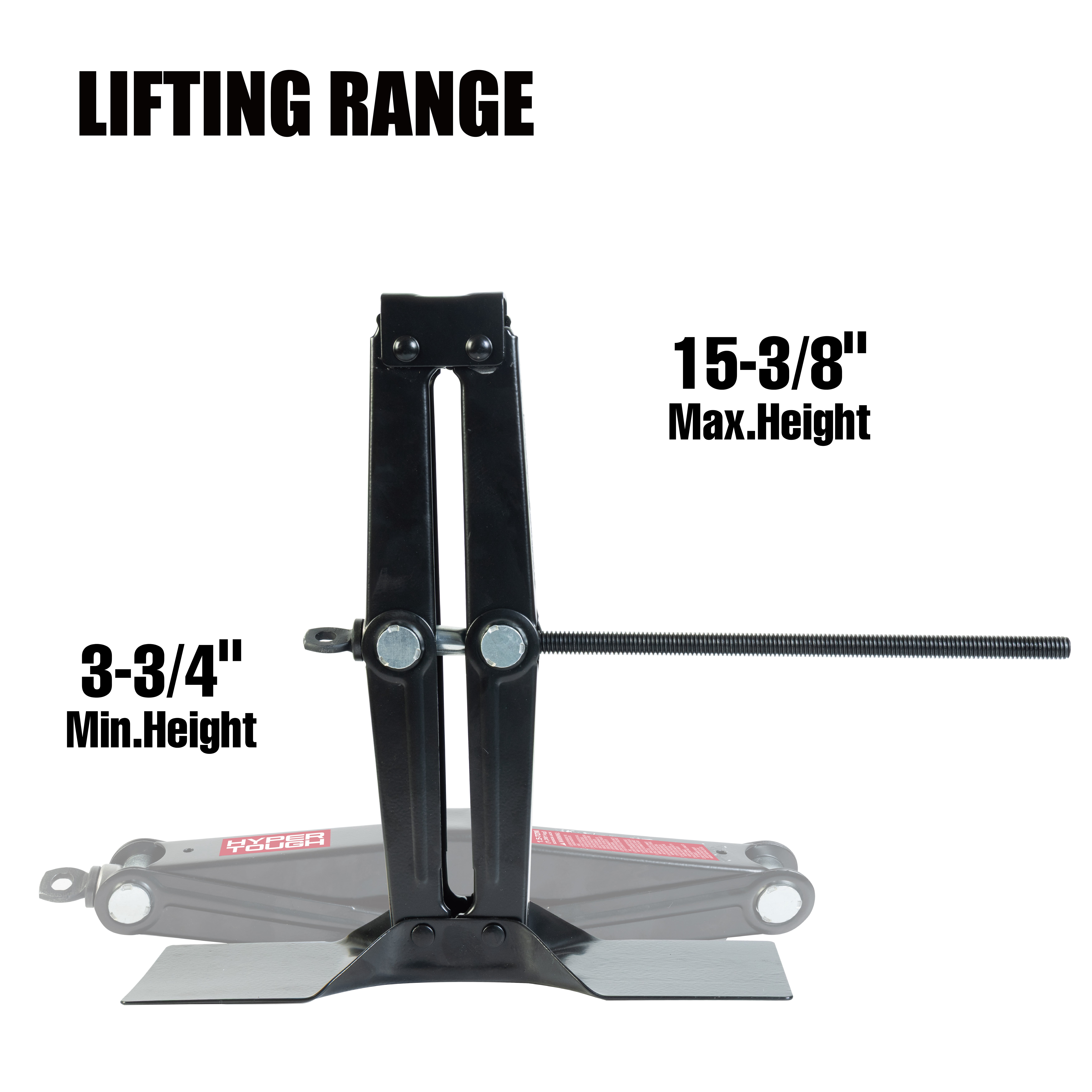 Hyper Tough T10152W Universal Vehicle Scissor Jack, 1.5 Ton Black