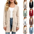 thumbnail image 6 of lcziwo Girls Long Button Down Sweater Kids Solid Color Cardigan Sweaters with Pockets Overiszed Youth Jackets Outgoing 2026 Light Blue,13-14 Years, 6 of 6