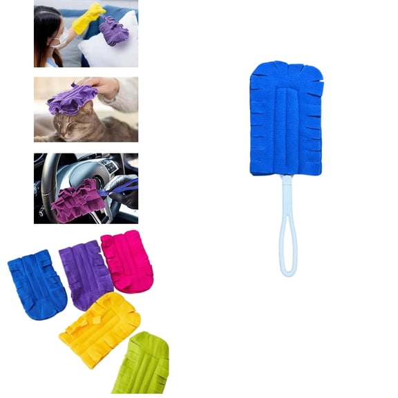 Reusable Chenille Microfiber Dust Duster, 360° Electrostatic Duster Refills — The Sustainable Choice for a Dust-Free Home, Washable & Reusable Microfiber Dusting Pads,Blue