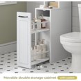 thumbnail image 6 of Over The Toilet Storage Cabinet with Pulley Small Bathroom Storage Cabinet, Space Saver W/Adjustable Shelf & Open Shelf for Bathroom, Restroom, Laundry (White), 6 of 9