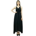 thumbnail image 4 of Bimba Women's Long Maxi Cotton Beach Dress Drawstring Waist Strappy Resort Dresses, 4 of 9