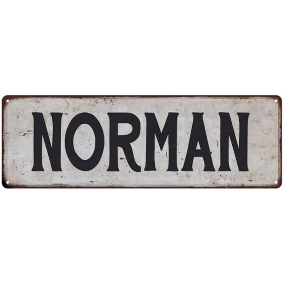 NORMAN Vintage Look Rustic Metal City State Sign 6 x 18 High Gloss Metal 206180041064