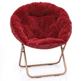 thumbnail image 2 of Red Foldable Soft Faux Fur Saucer Chair Oversized Accent Lounge Lazy Moon Chair, 2 of 7