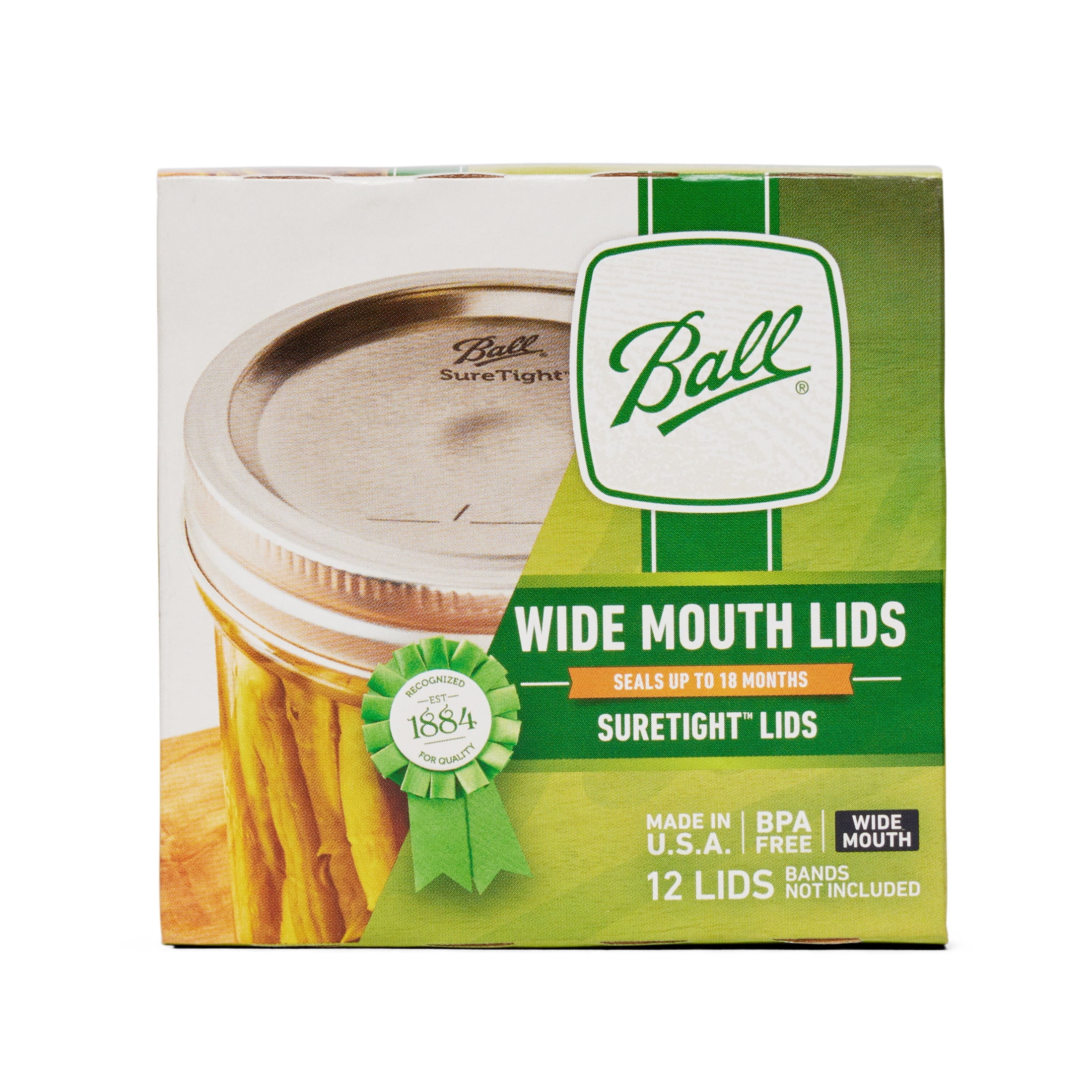 (4 pack) Ball 12-Pack Wide Mouth Lids Without Bands