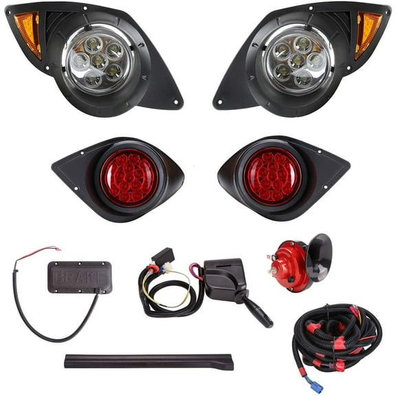 10L0L Golf Cart LED Light Kits for Yamaha G29 Drive 2007-up,with Headlight Taillight Turn Signals Switch Horn Brake Lights Harness (Input 12 Volts)