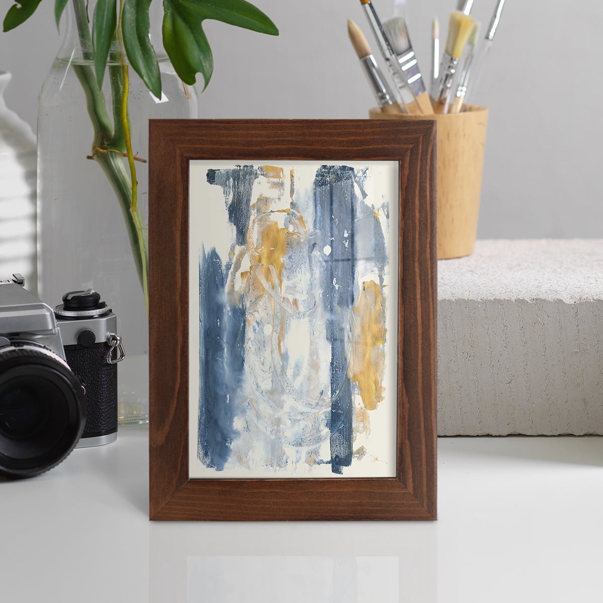 Circles & Dream II - Framed Print w/glass - Chestnut