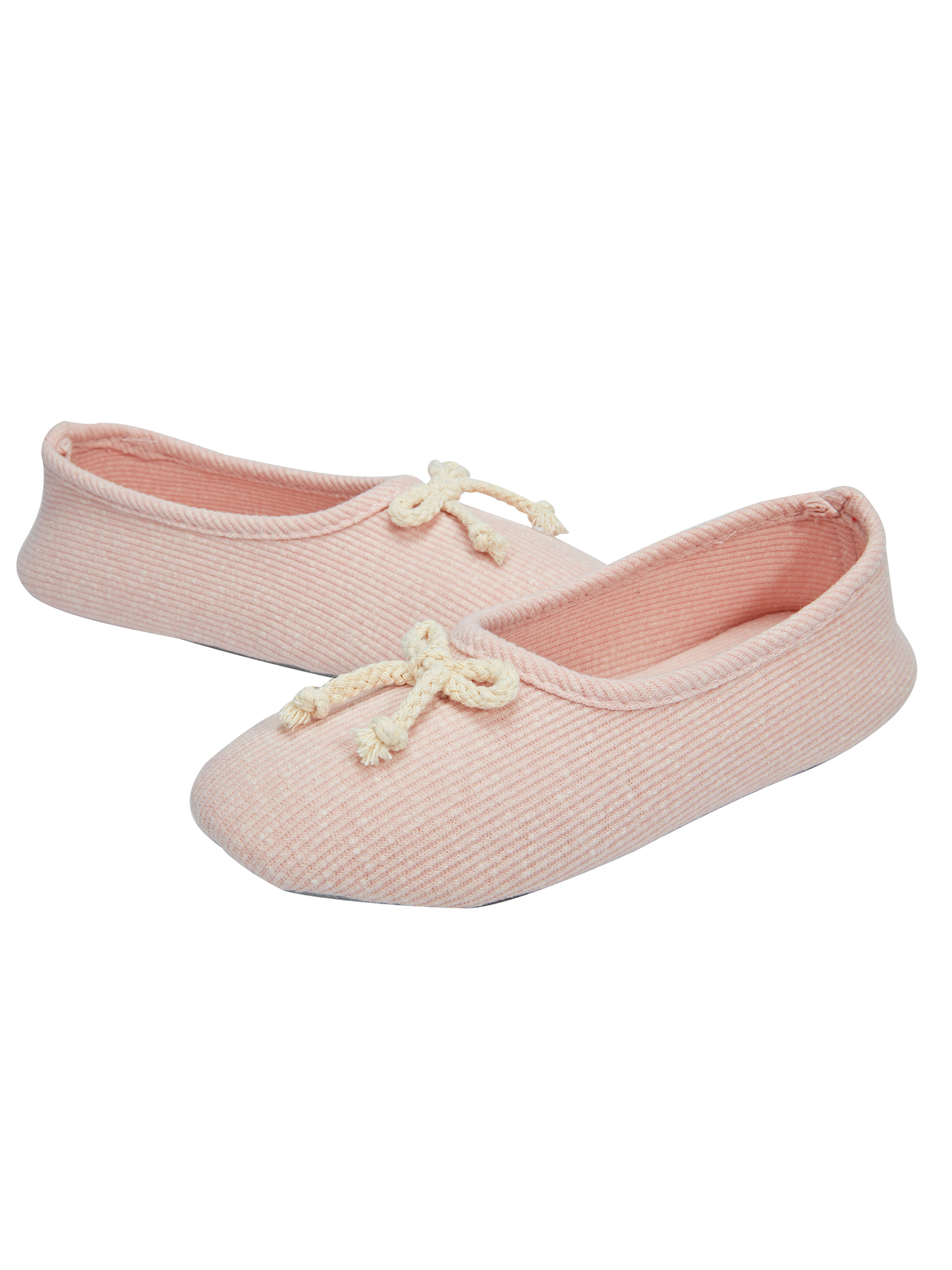 SAYFUT Women's Cotton Ballerina Slippers, Lightweight House Shoes with Cute Bow and Indoor Anti-Skid Soft Rubber Sole Round Toe Loafers Shoes - image 2 of 8