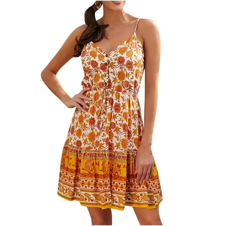 

Inkach Womens Deep V-Neck Bohemian Style Dresses