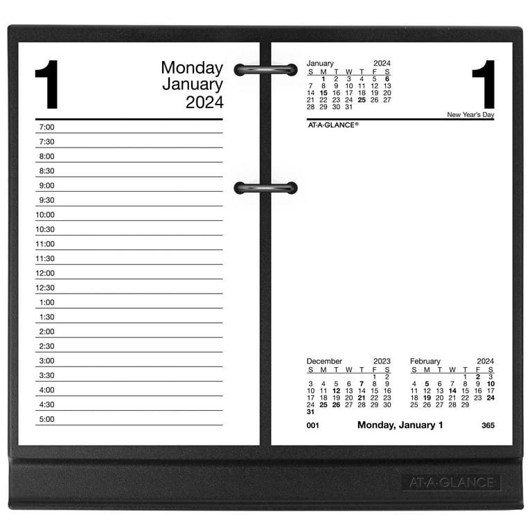 At-a-glance desk calendar base, black, 3 1/2