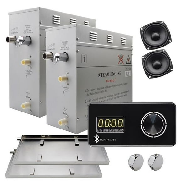 Steam Planet GH18LBX Superior Encore Plus 18 kW Self-Draining Steam Bath Generator Kit & Bluetooth Horizontal Digital Keypad, Black