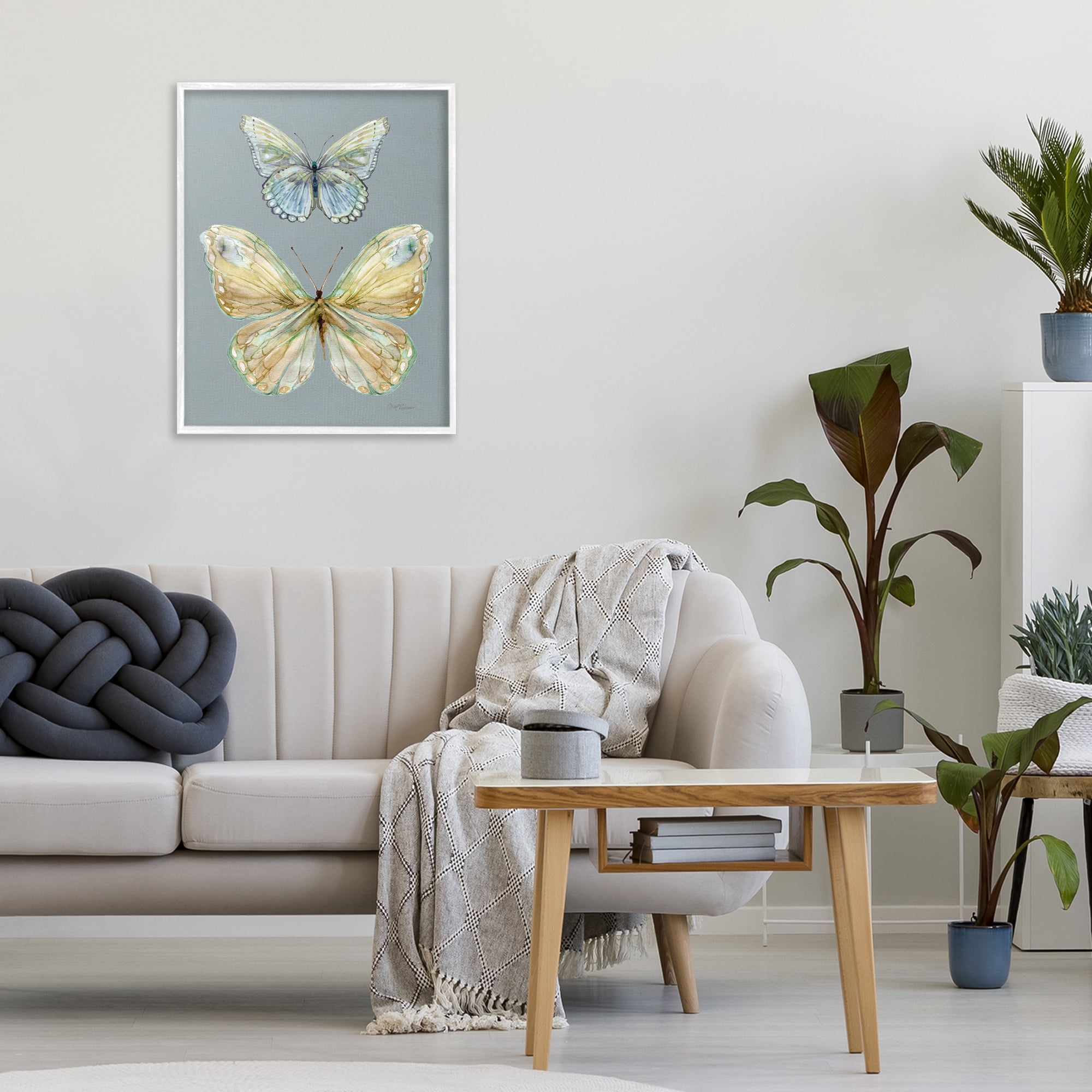 Stupell Industries Delicate Butterflies on Slate White Framed Giclee Art, design by Carol Robinson