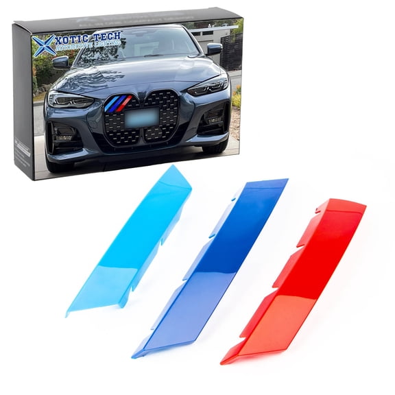 Xotic Tech M-Colored Stripe Grille Insert Trims Compatible with BMW 4 Series G22/G23 2021 2022 2023 2024 420i 430i 440i Kidney Grill w/Standard Diamond Shape Front Large Grille