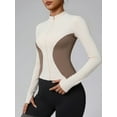 thumbnail image 4 of Top-kevin Women'S Sport Color-Block Jacket with Zipper Long Sleeve Tights Running Fitness Jacket Suitable for Cycling Yoga Sports, 4 of 6