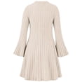 thumbnail image 5 of YUANxueke Long Bell Sleeve Ribbed Knit Dress for Girls Casual Crewneck Fashion Fall Winter Outdoor Dress for 5-15 Years, 5 of 8