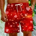 thumbnail image 2 of Midsumdr Mens Shorts 2025 Casual Loose Plus Size Shorts Valentine's Day Love Heart Printed Drawstring Beach Shorts with Pockets, 2 of 7