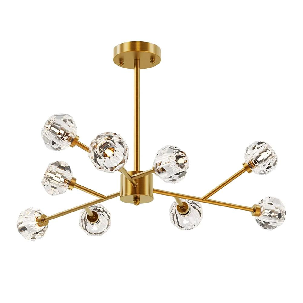 AFANQI 24" Sputnik Chandelier Crystal Ceiling Hanging Light,9 Lights