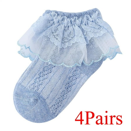 

4 Pairs Girls White Princess Socks Baby Mesh Ballet Stocking