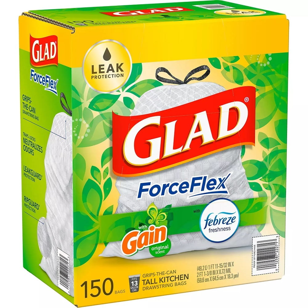 Glad ForceFlex MaxStrength with Febreze Fresh Clean Scent Extra Large  Kitchen Drawstring Trash Bags, 30 ct - Kroger