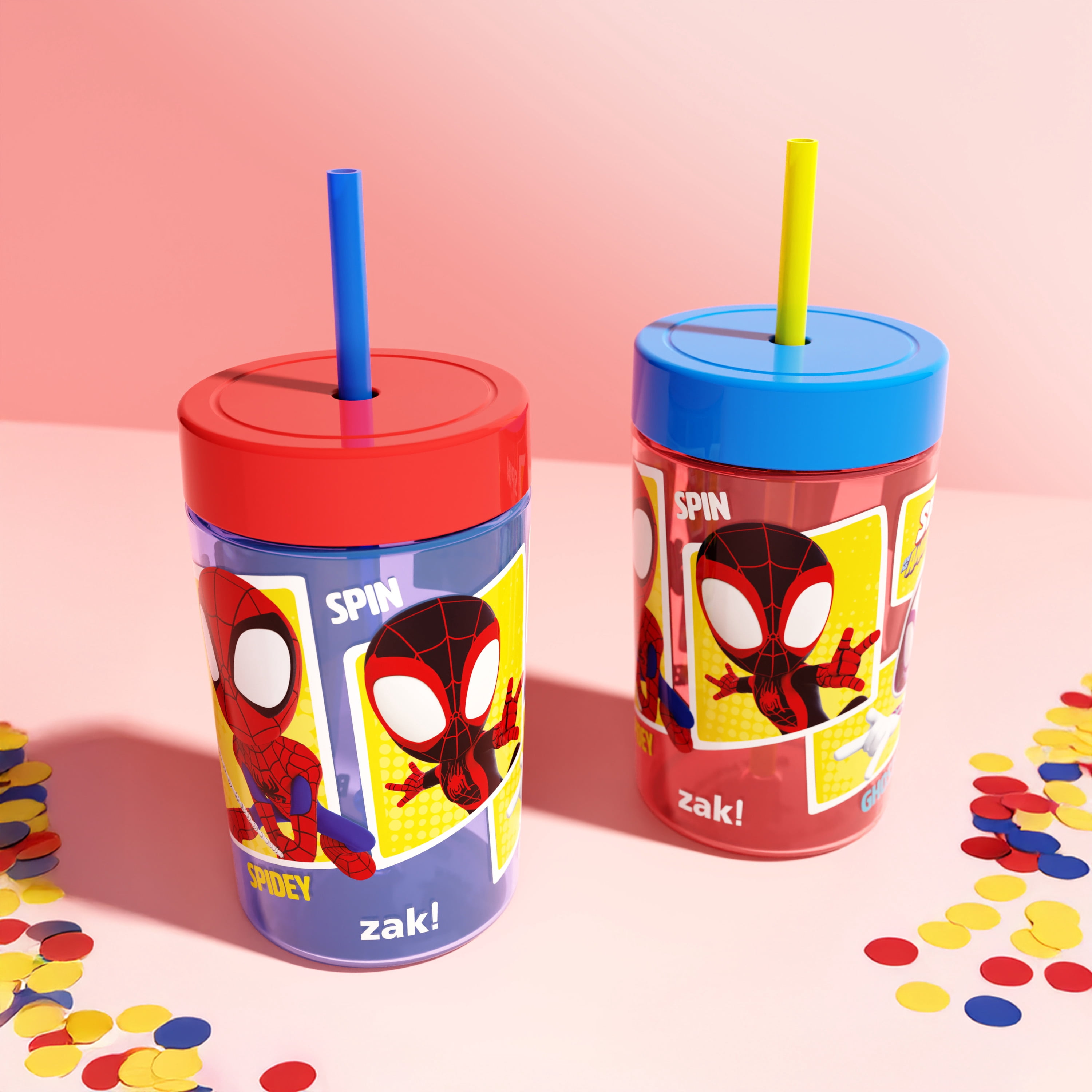 Zak Designs Spidey and Friends 16oz Straw and Lid Tumbler 2-Pack