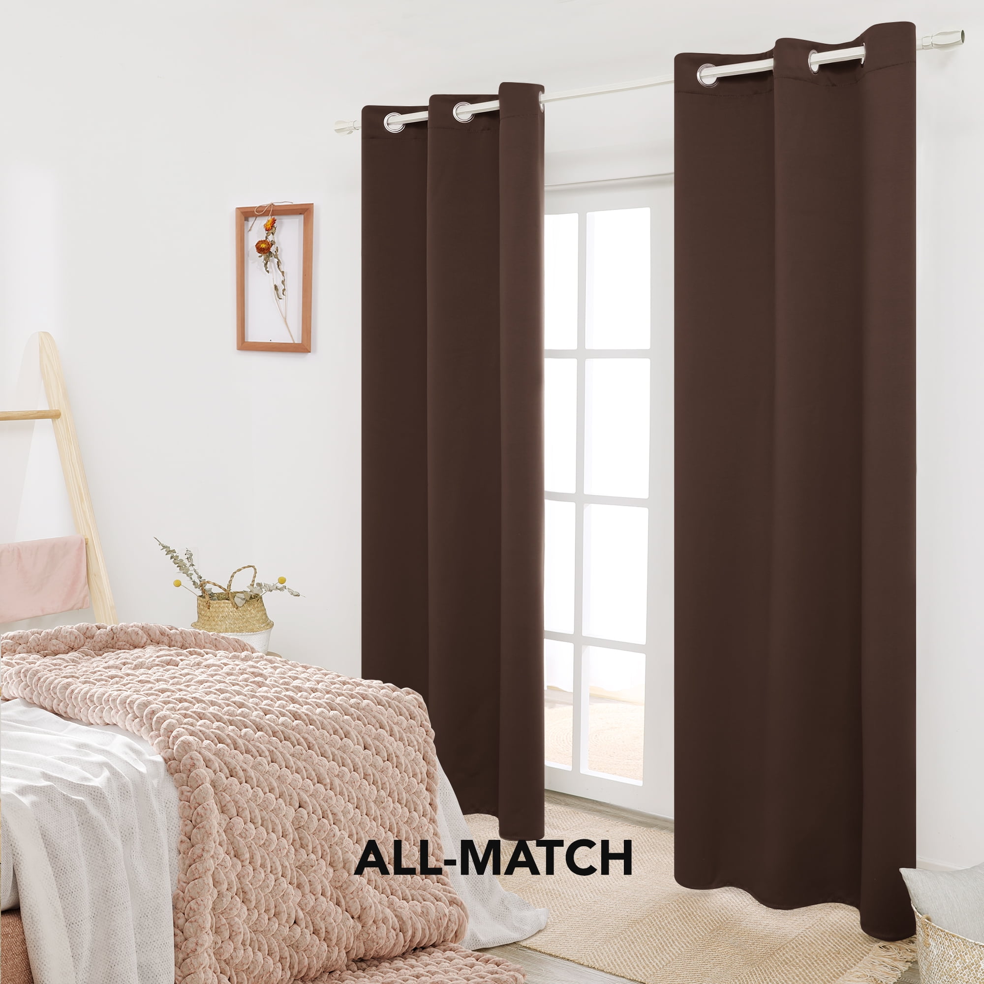 Deconovo Thermal Insulated Solid Grommet Blackout Curtains for Nursery (Chocolate, 42"x54", Set of 2 Panels)