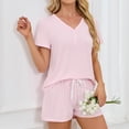 thumbnail image 5 of NTACZA Pajama Sets for Women 2 Piece Button T-Shirt and Shorts Henley Pjs Sleepwear Sets Size M, 5 of 6