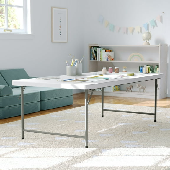 BizChair 4.93-Foot Kid's Granite White Plastic Folding Table