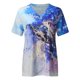 thumbnail image 4 of Gibobby Playera de Verano para Mujer Camiseta suelta informal con cuello en V para mujer, blusa manga corta con estampado(Azul,XL), 4 of 5
