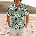 thumbnail image 2 of Hawaiian Shirts For Men Short Sleeve Casual Button Down Shirt Summer Beach Aloha Shirt Holiday Party Tropical Print Green S, 2 of 5
