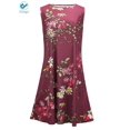 thumbnail image 6 of Deago Summer Dresses for Women Beach Floral T-Shirt Sundress Sleeveless Pockets Casual Loose Tank Dress (Red, S), 6 of 9