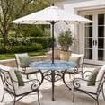 thumbnail image 2 of Round Outdoor Tablecloth with Umbrella Hole and Zipper, Blue Coastal Tablecloth with Elastic Waterproof, Nautical Coral Starfish Shell Octopus Sea Patio Table Covers for 31" - 35" Picnic Pool Tables, 2 of 9