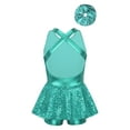 thumbnail image 2 of TTAO Kids Girls Sequined Gymnastic Leotard Dress Outfits Jazz Hip Hop Dance Ballroom Costume Competition Lake Green 14, 2 of 3