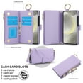 thumbnail image 6 of Allytechgroup Wallet Case for Samsung Galaxy S25, RFID Blocking Multiple Cards Holder Zipper Pocket Hand Strap Shockproof Stand Phone Case with Crossbody Lanyard for Women Girls, Violet, 6 of 8