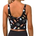 thumbnail image 3 of Fotbe Space Rocket Pattern Womens' Sports Bra Longline Wirefree Padded with Medium Support Sports Moisture-Wicking Workou Vest,Tank Top-, 3 of 9