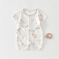 thumbnail image 2 of Toddler Bodysuit Clothing Clearance Short Sleeve Cotton Ribbed Newborn Jumpsuit Cute Print Button Down Summer Baby Boys Girls One Piece Romper, 2 of 3
