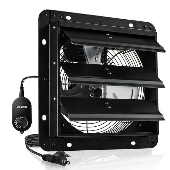 VEVOR Ventilador de escape de 10 pulgadas con persianas, para ático, de pared, con controlador de velocidad variable, 900 CFM, motor de CA, acero resistente, silencioso, para cobertizos