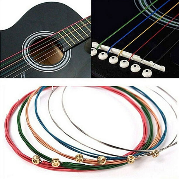 Facefd 6 pièces/ensemble cordes de guitare acoustique cordes de guitare Folk  colorées cordes de guitare EA pour guitare classique Folk acoustique 