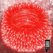 99FT 300 LED String Lights, Red Fairy Lights Plug in, 16 Modes Transparent Red Wire, 29V Low Voltage for Indoor Outdoor Christmas Wedding Party Decoration