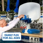 Simplay3 Pooltime Basketball Hoop with 30”W x 21.5”H Backboard, 7-inch Basketball and Air Pump