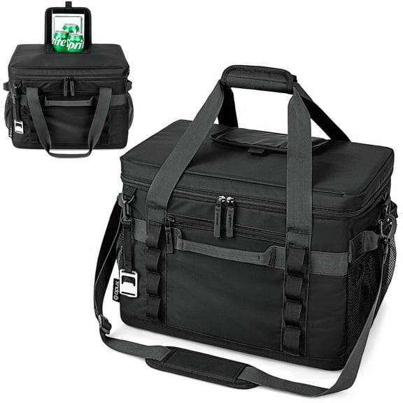 OPUX Cooler Bag, 48 Cans Insulated Soft Collapsible Portable Cooler, Soft Sided Leakproof Cooler for Beach Camping with Shoulder Strap, Ice Chest for Travel Road Trip Picnic, Black