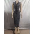 thumbnail image 3 of Stylish Cutout Denim Dress with Front Slit (S, Blue), 3 of 6