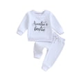 thumbnail image 2 of Toddler Baby Girl Clothes 6M 12M 18M 24M 3Y 4Y Aunties Bestie Letter Sweatshirts Solid Color Outfit Pants Fall Winter Set, 2 of 10