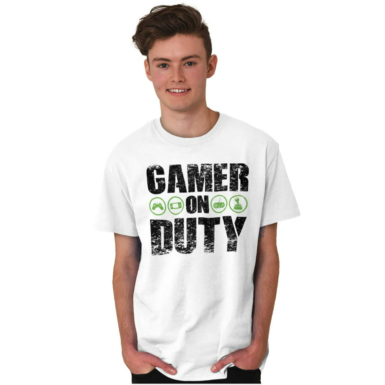 Gamer On Duty Video Games Nerdy Geeky Men's Graphic T Shirt Tees Brisco  Brands X 