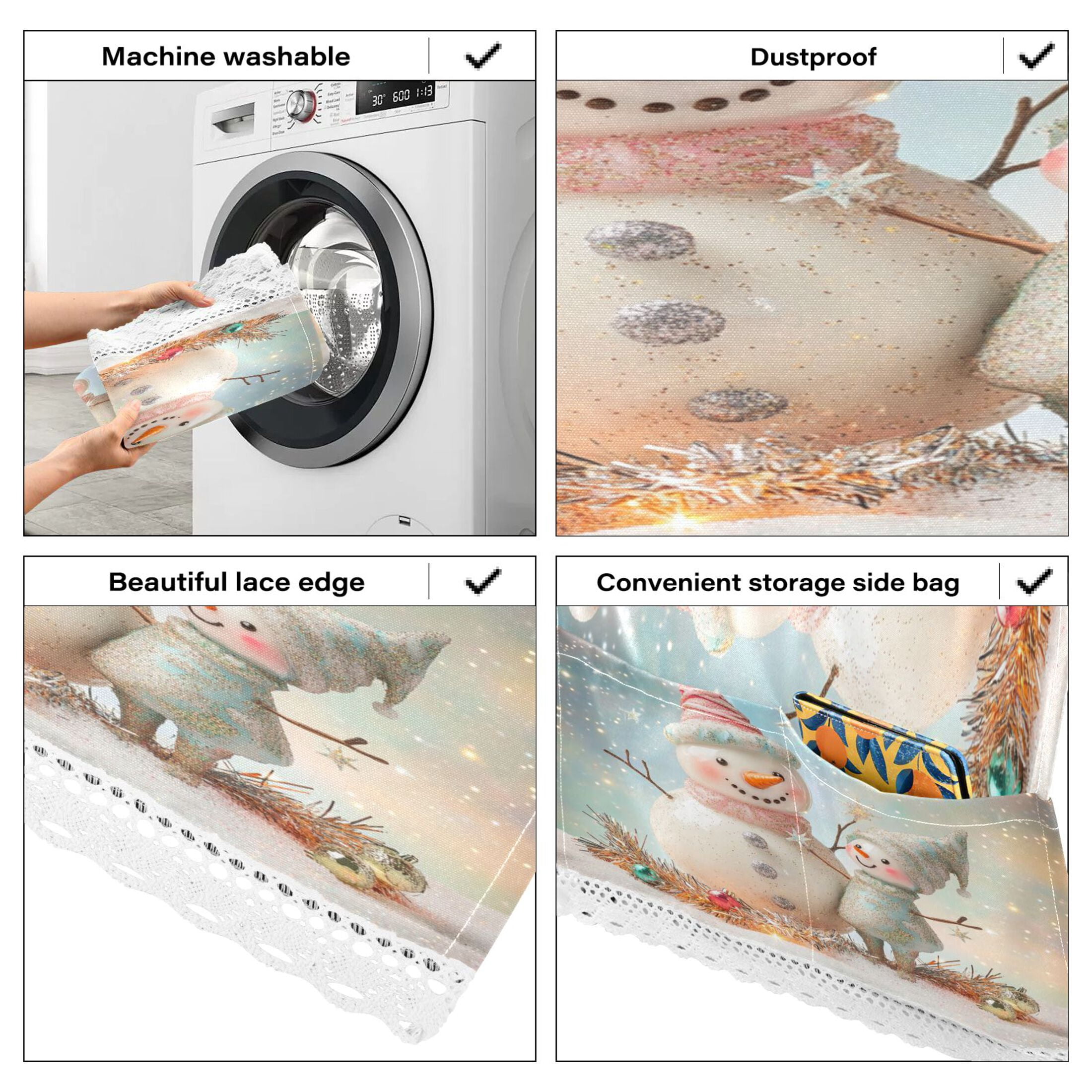 WOBOGO Two Cute Christmas Snowmen Washing Machine Cloth Dryer Refrigerator Top Cover Protective Non-Slip Mat For Kitchen Laundry