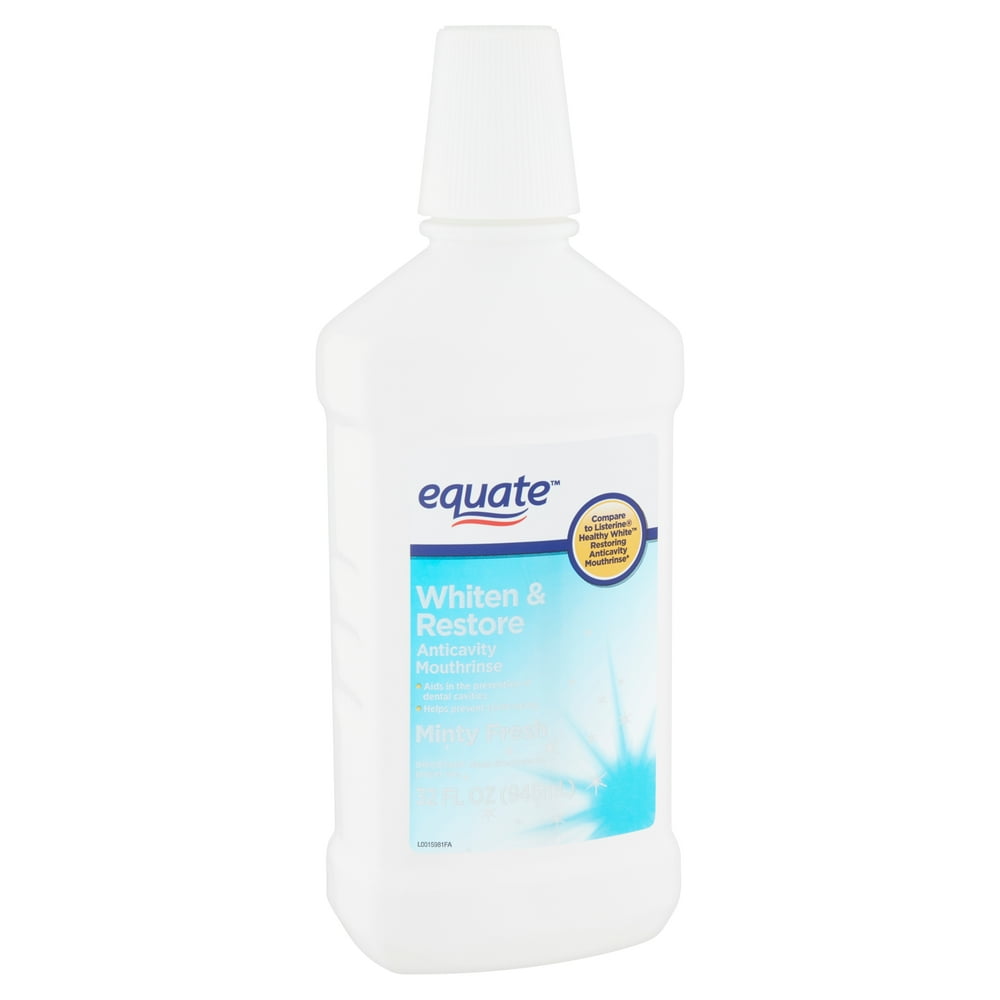Equate Whiten & Restore Cavity Protection Mouthwash, Mint, 32 Fl oz