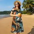 thumbnail image 4 of Easygdp Colorful Koi Fish Art para Vestido Transpirable de Mujer, Vestido Suelto de Manga Corta con Pliegues y Bolsillos para el Verano, 4 of 6