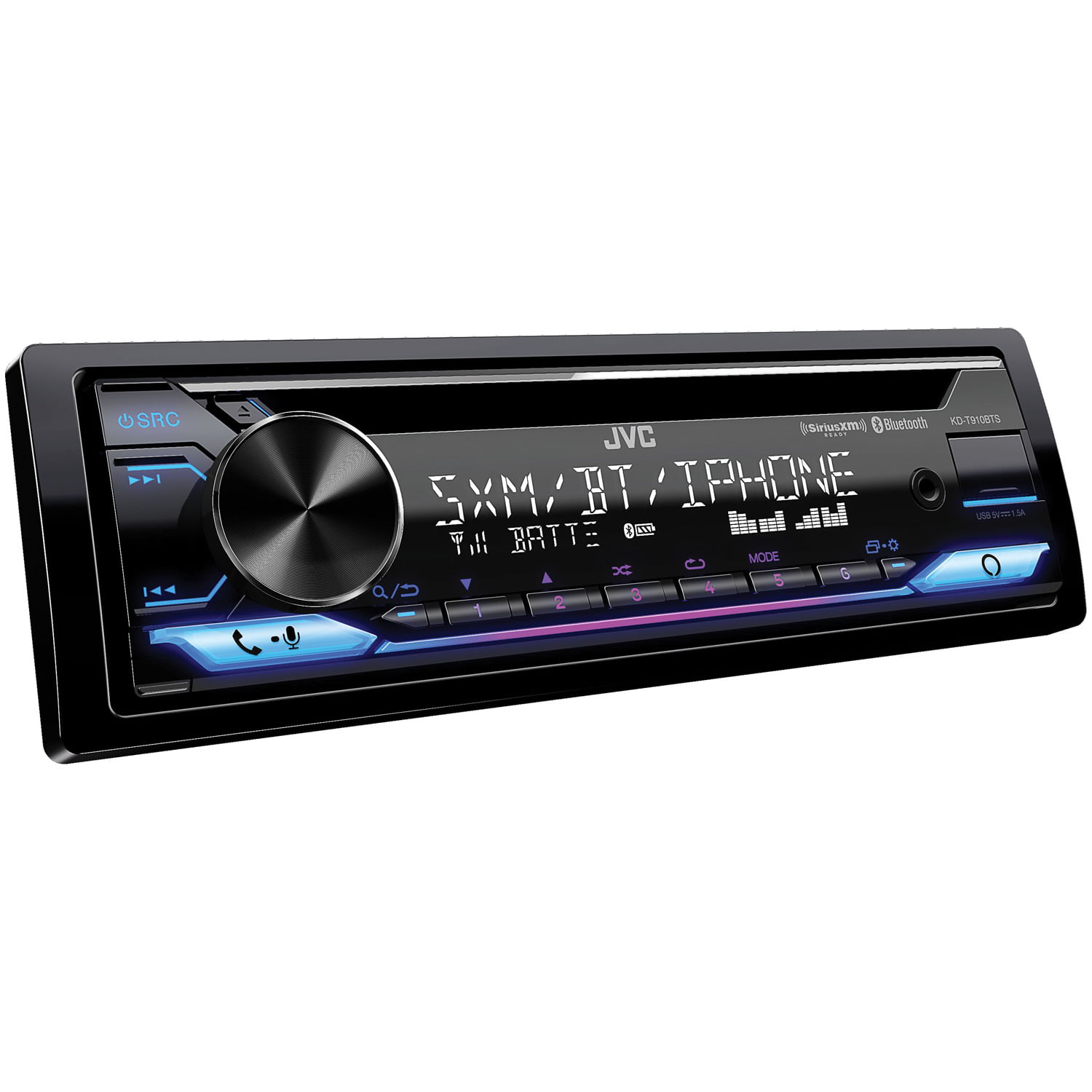 JVC KD-T910BTS Single DIN In-Dash AM/FM/CD Receiver with Bluetooth, with Smart Virtual Assistant, and SiriusXM Ready - Walmart.com