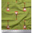 thumbnail image 1 of Soimoi Green polyester Crepe Fabric Notes & Guitar Musical Instrument Print Fabric by the Yard 52 Inch Wide, 1 of 5