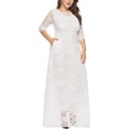 thumbnail image 4 of Eternatastic Womens Floral Lace 2/3 Sleeves Maxi Dress Evening Party Long Dress 3XL White, 4 of 6