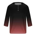 thumbnail image 5 of Mens Gradient Henley Shirts 3/4 Sleeve Crew Neck Casual Pullover Baseball Raglan Tops Fashion Button T-Shirts, 5 of 5